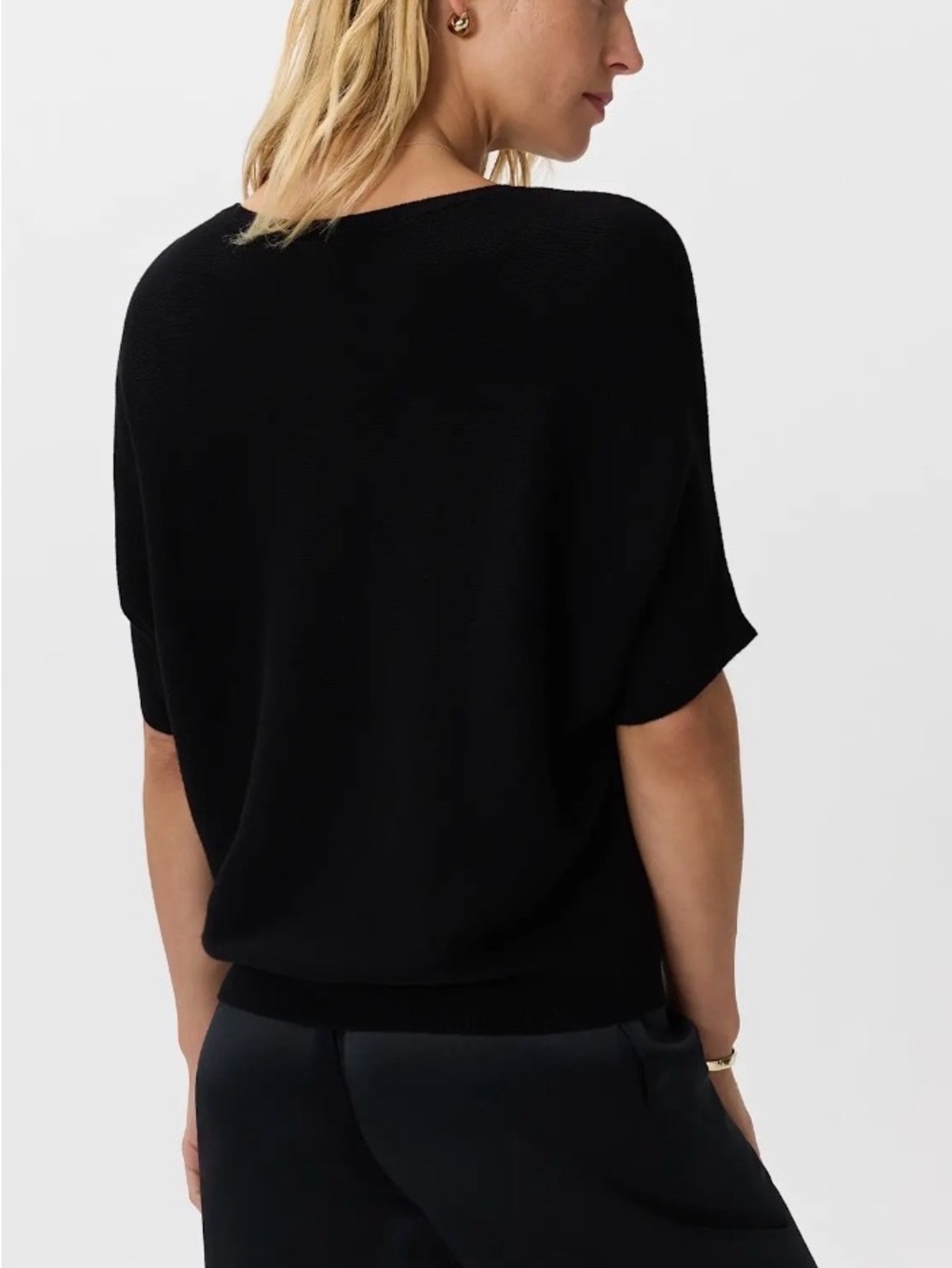 Quince Black Short Sleeve Knit Top - Picture 3 of 5